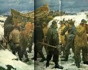 Michael Ancher redningsbaden fores gennem klitterne Germany oil painting artist